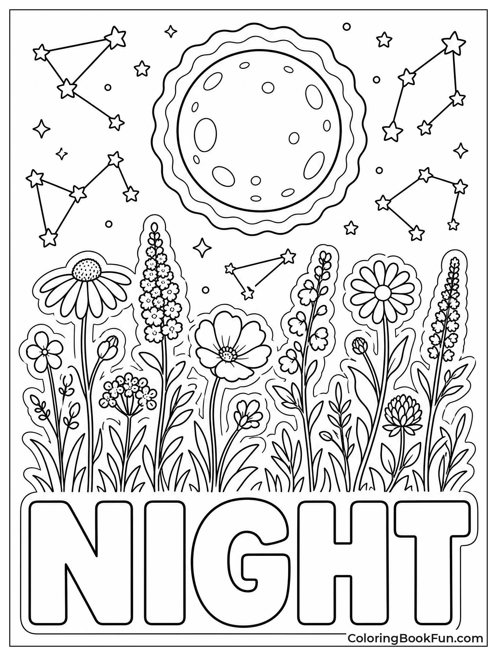 Glowing Wildflowers Under Moon