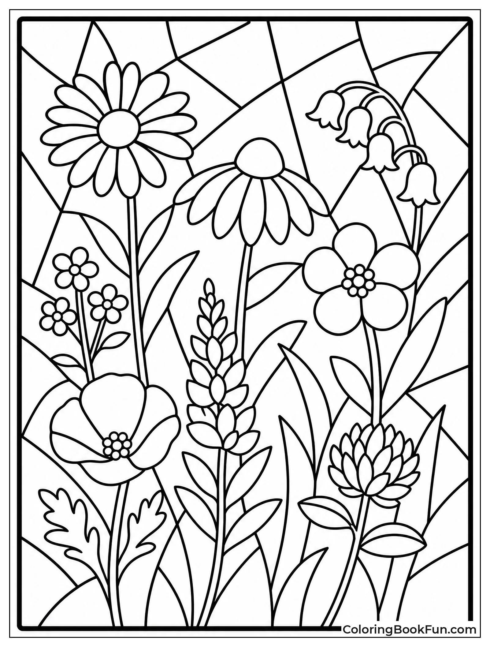 Stained Glass Wildflower Scene