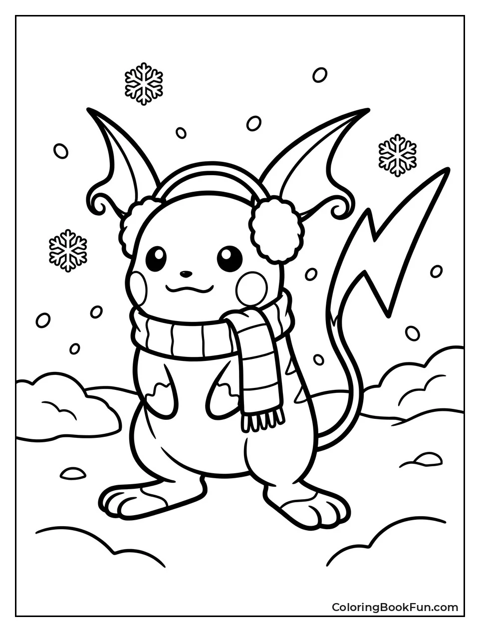 Raichu Wearing Winter Scarf