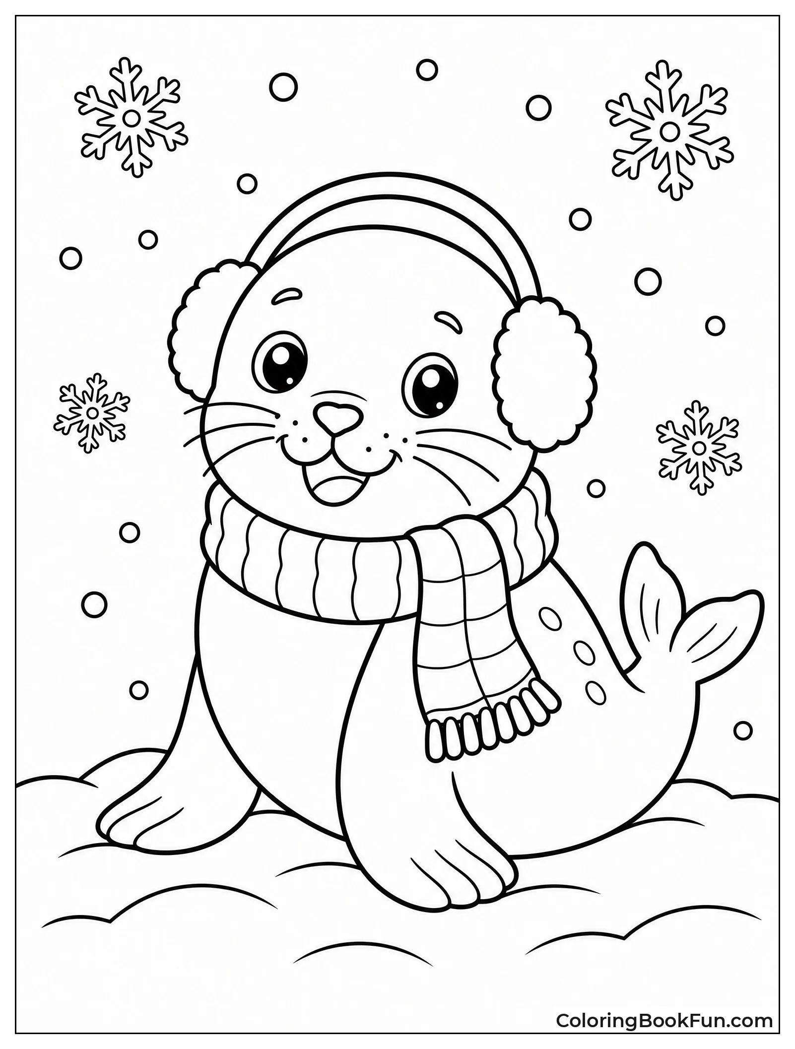 Seal Wearing Scarf in Snow