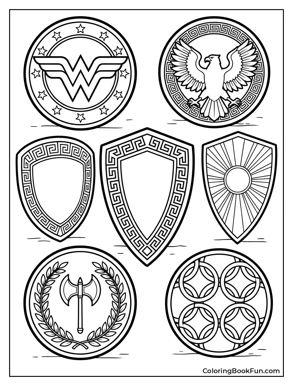 Collection of Amazonian Shields to Color