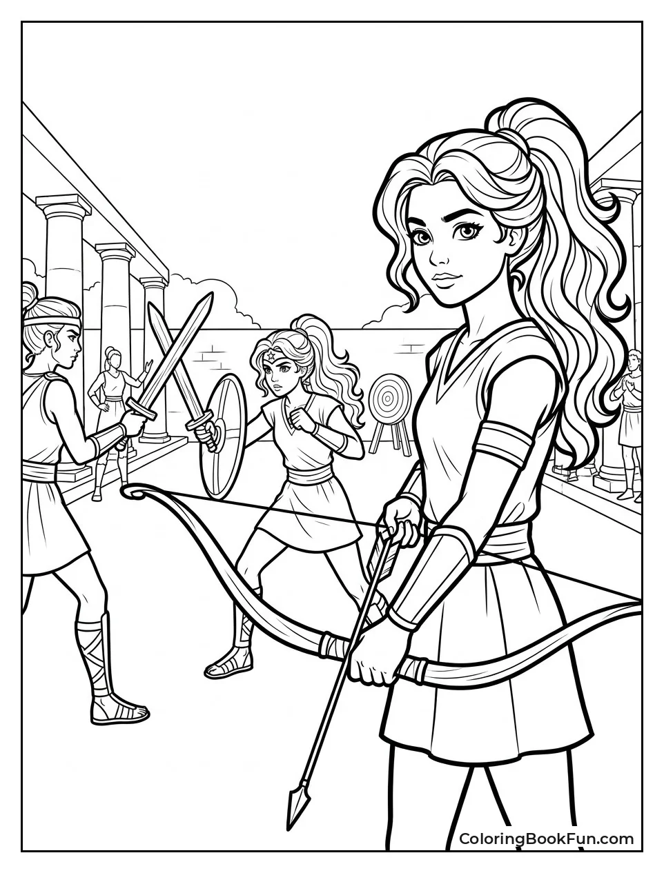 Young Diana Trains with Amazon Warriors