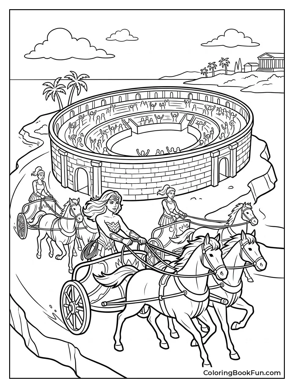 Amazons Compete in Chariot Race