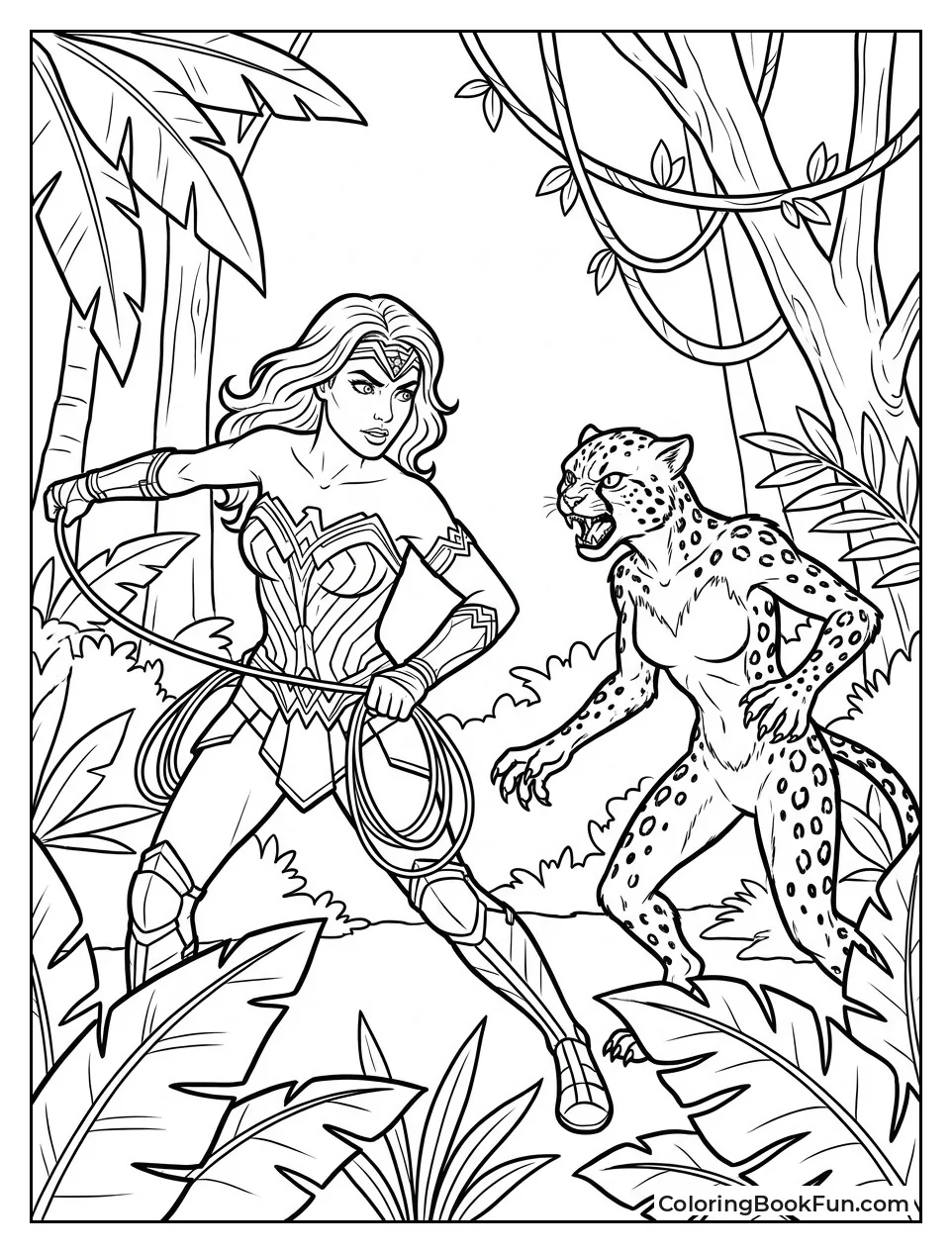 Wonder Woman Battles Cheetah in Jungle
