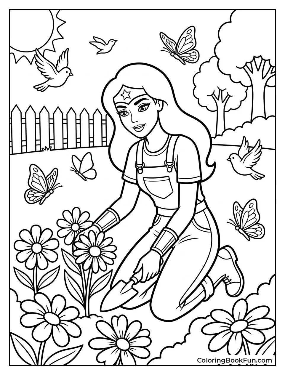 Diana Plants Flowers in Spring Garden