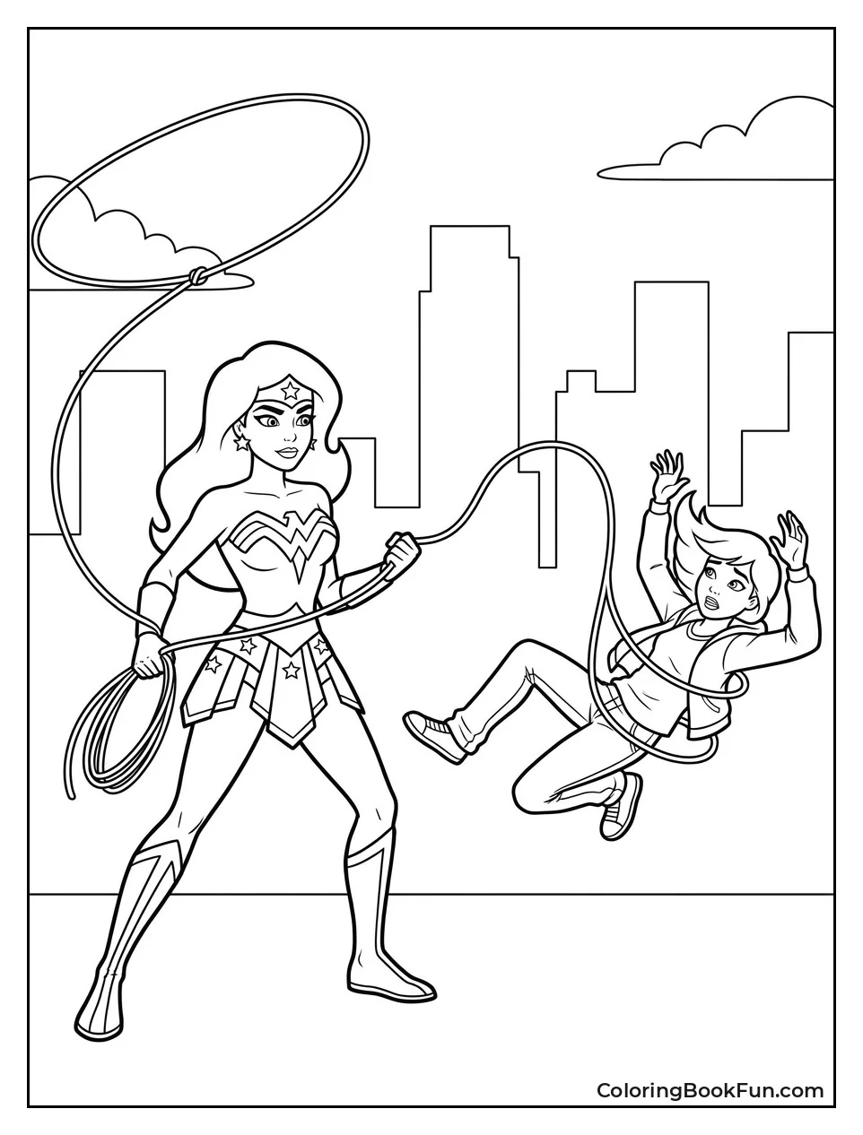 Wonder Woman Saves Friend with Lasso