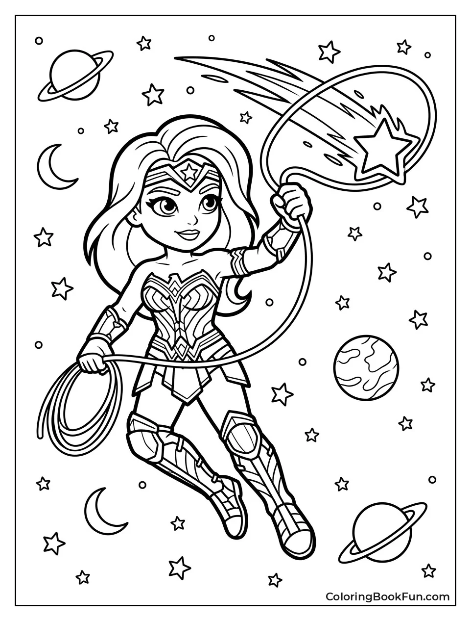 Wonder Woman Lassos Bright Comet in Space