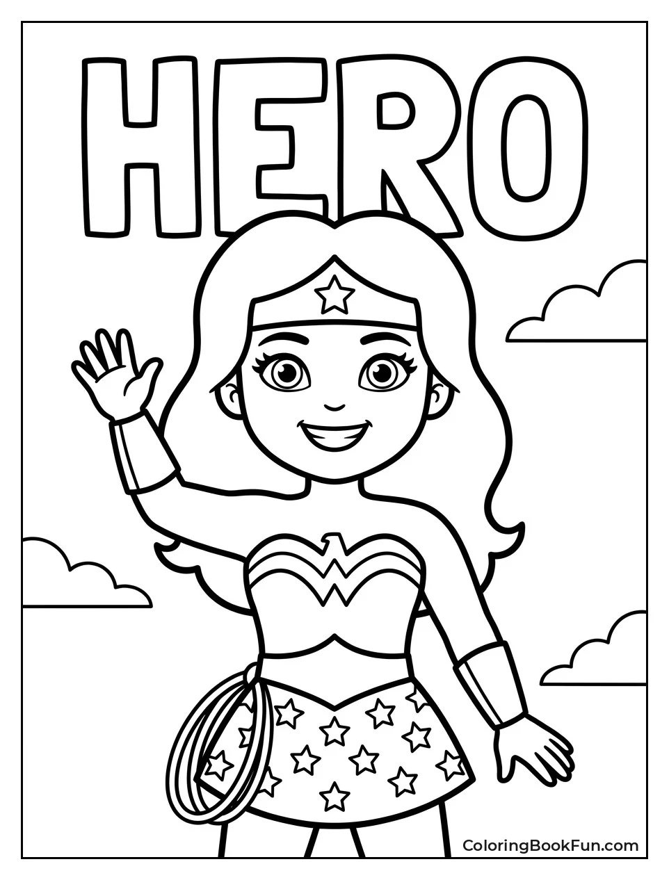 Simple Wonder Woman Waves Cheerfully