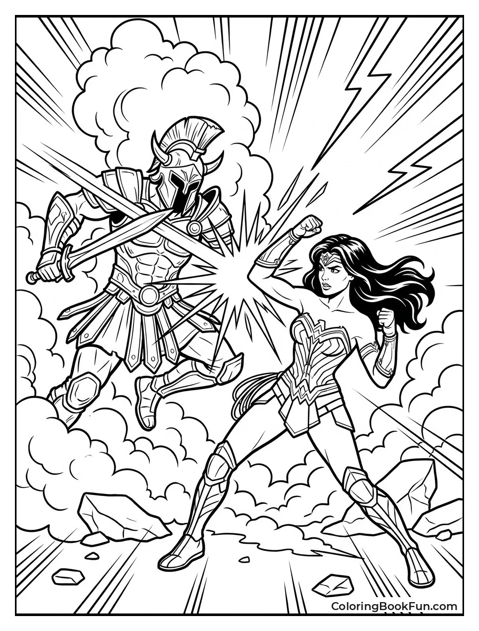 Wonder Woman Battles Ares in Epic Fight