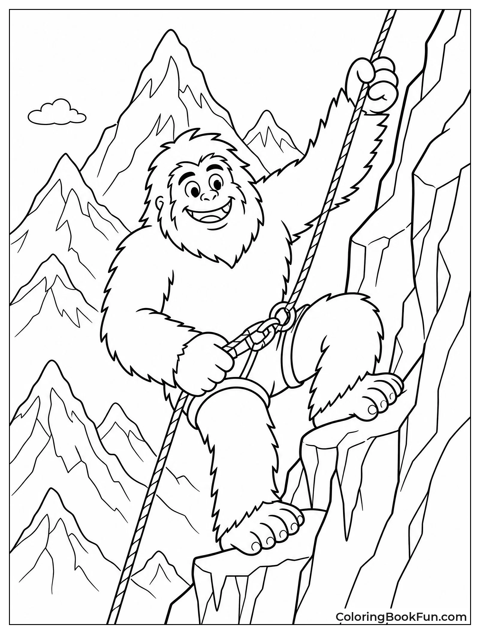 Yeti Climbing a Steep Cliff