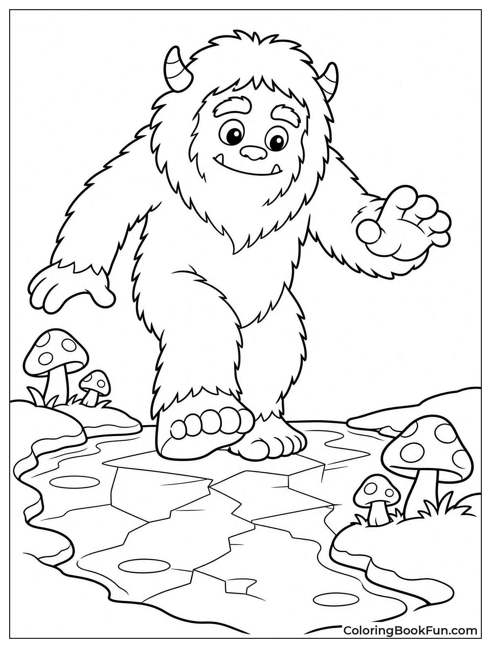 Yeti Crossing a Frozen Pond