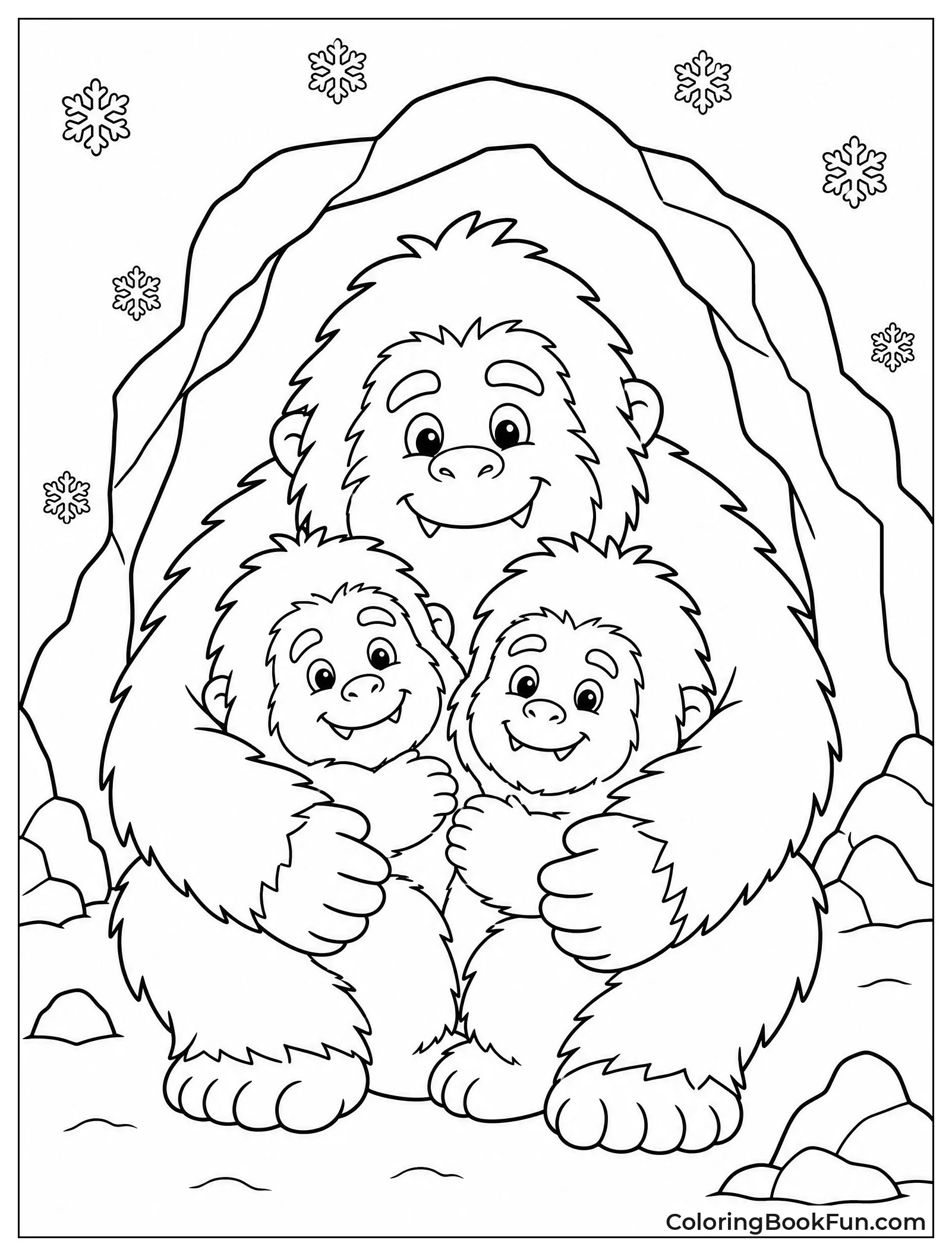 Yeti Family Hugging Together