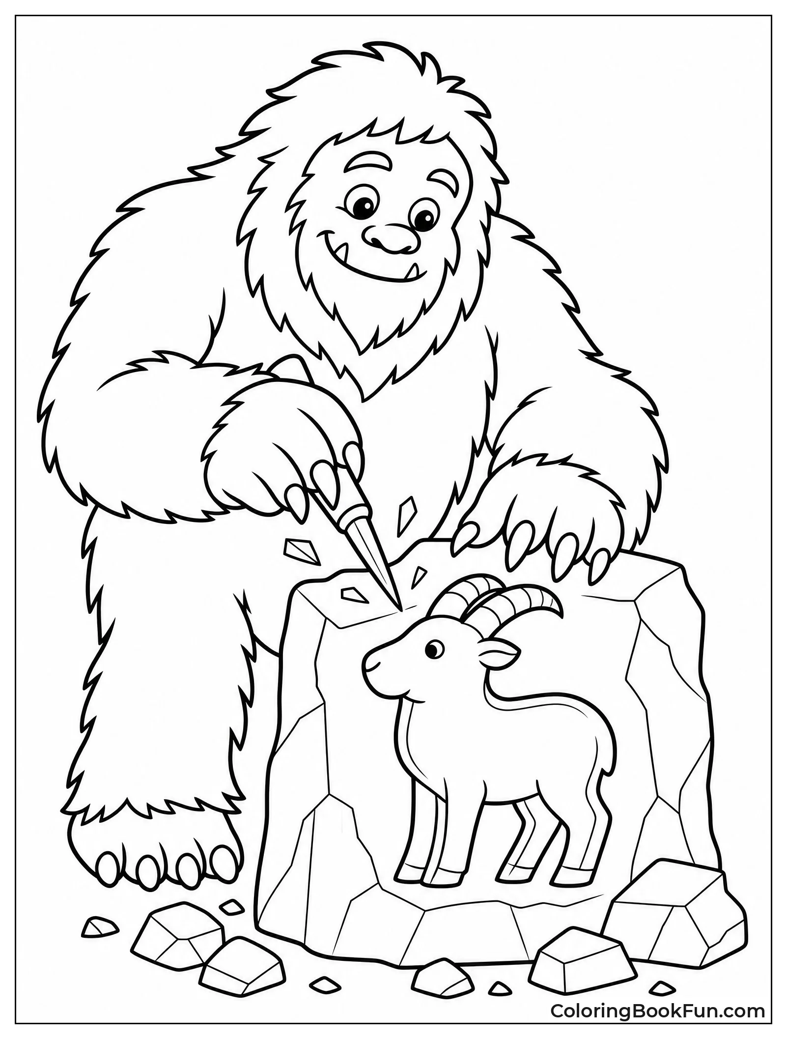 Yeti Carving an Ice Animal