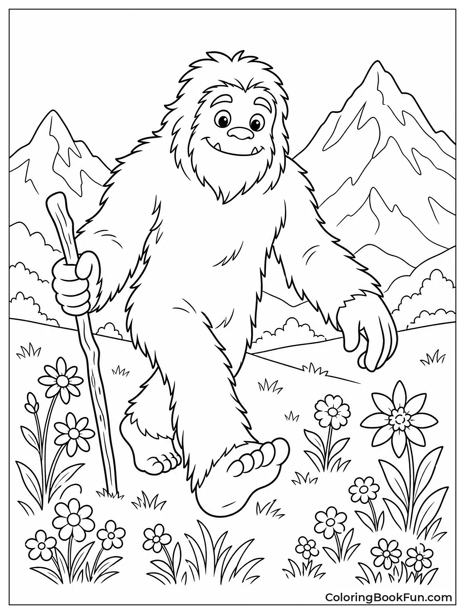 Yeti in Summer Wildflower Meadow