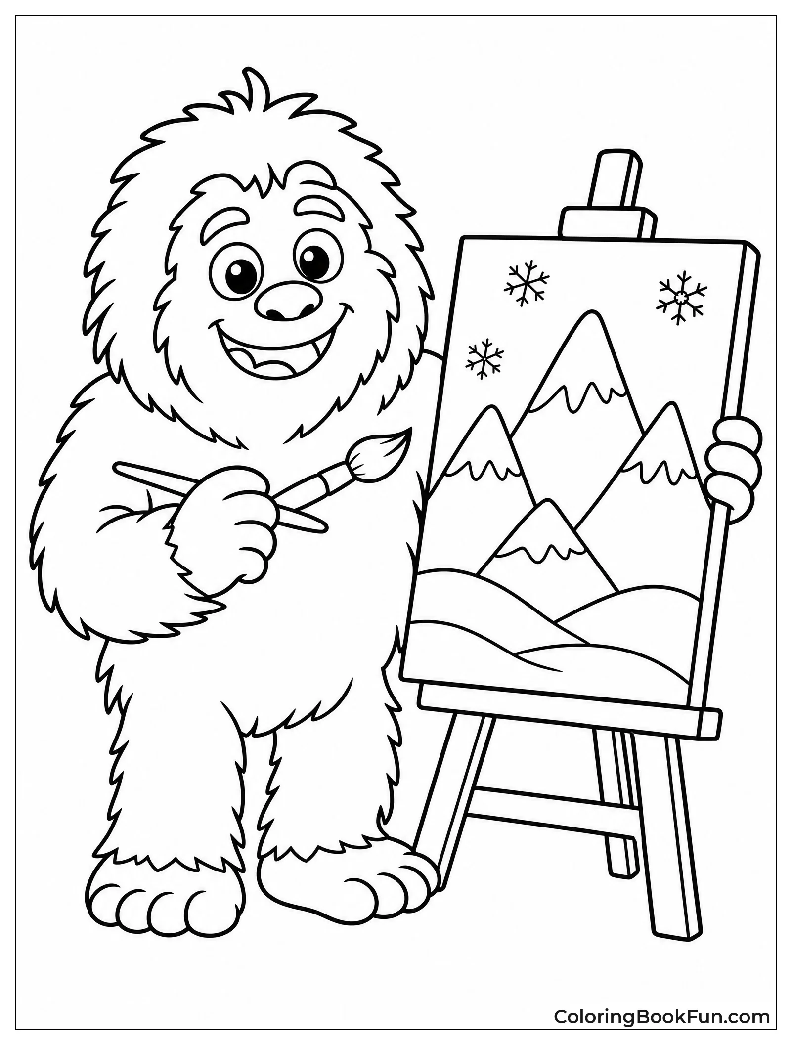 Yeti Painting a Snowy Scene