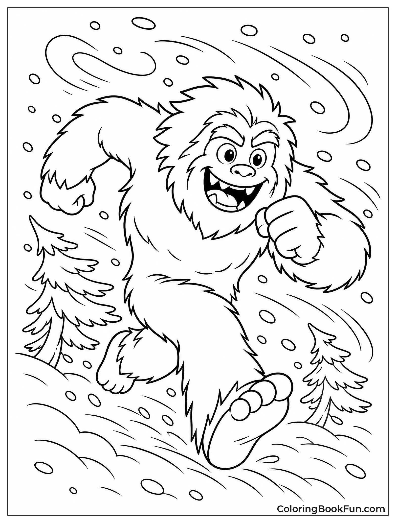 Yeti Running Through a Blizzard