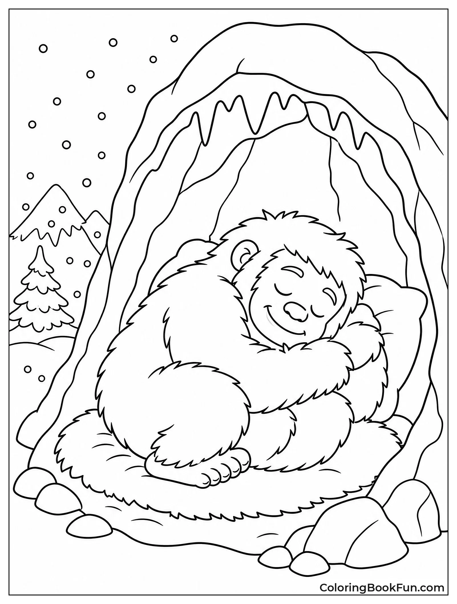 Yeti Sleeping Peacefully in Cave