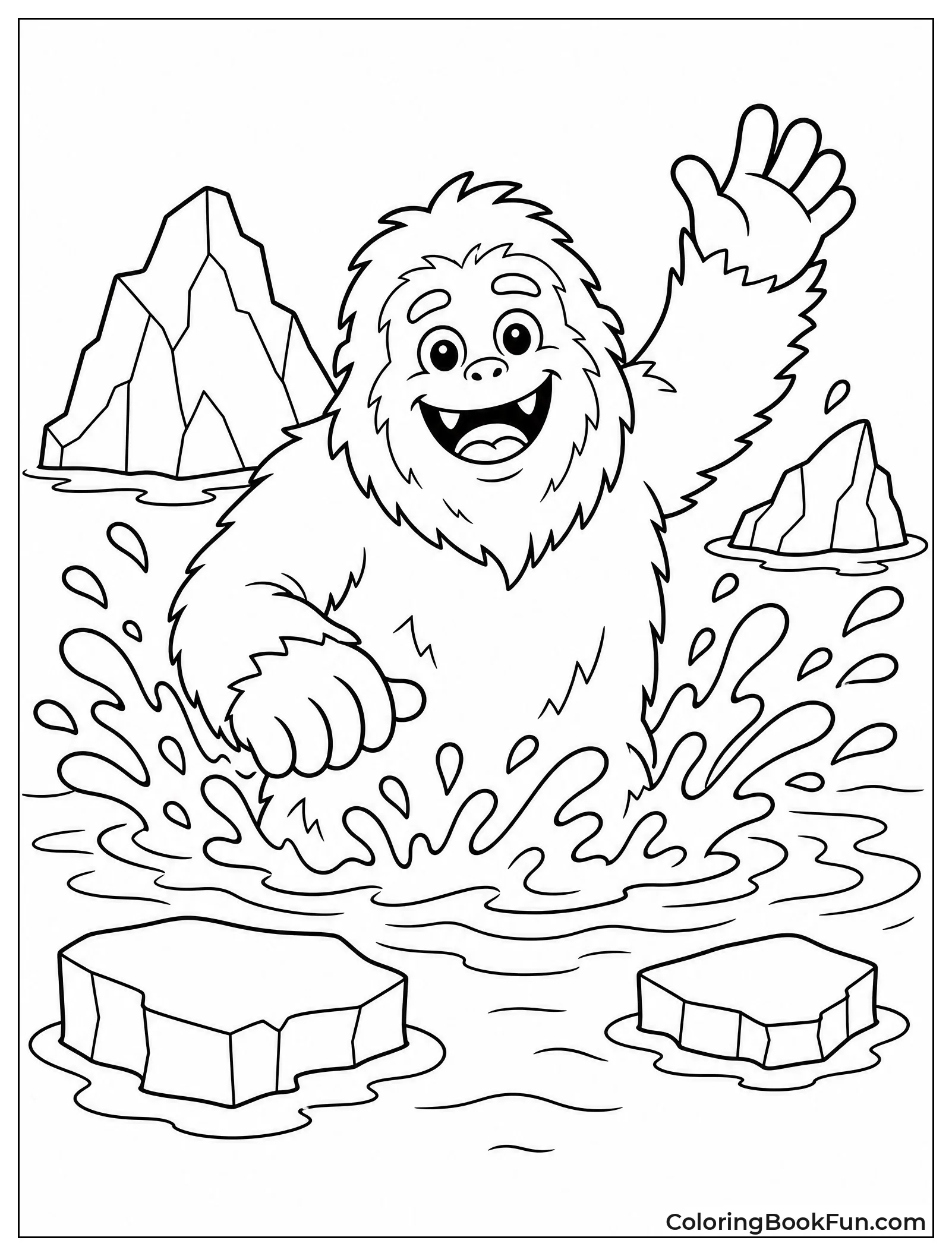 Yeti Swimming in a Glacial Lake