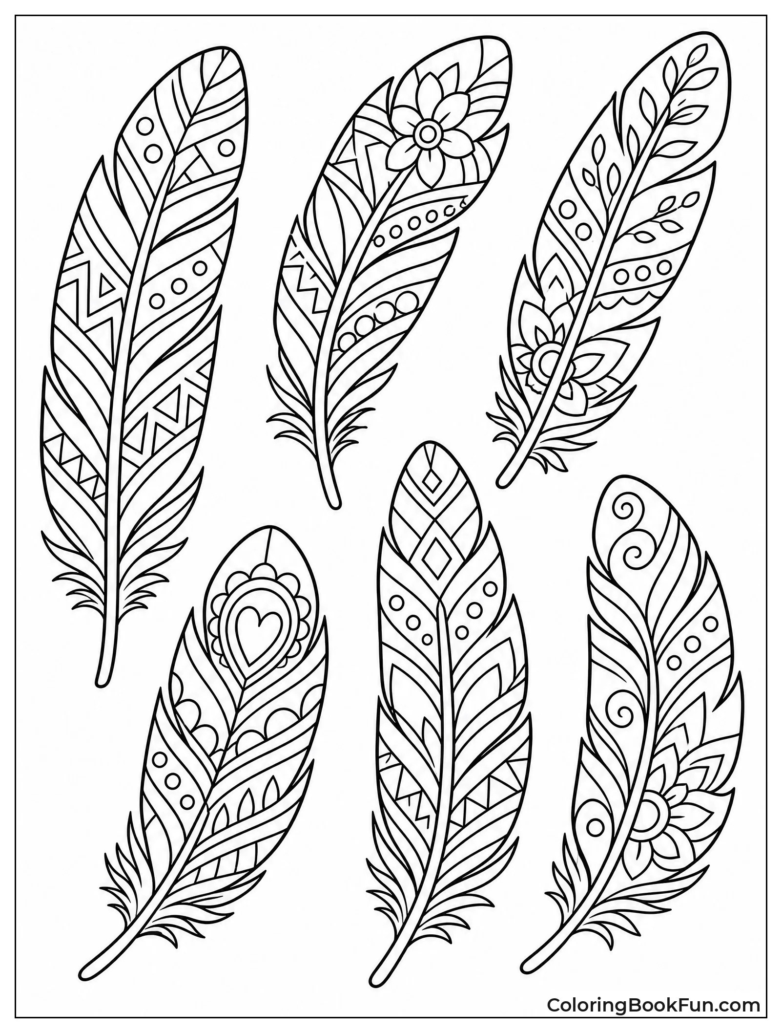 Feathers Float with Symmetrical Designs