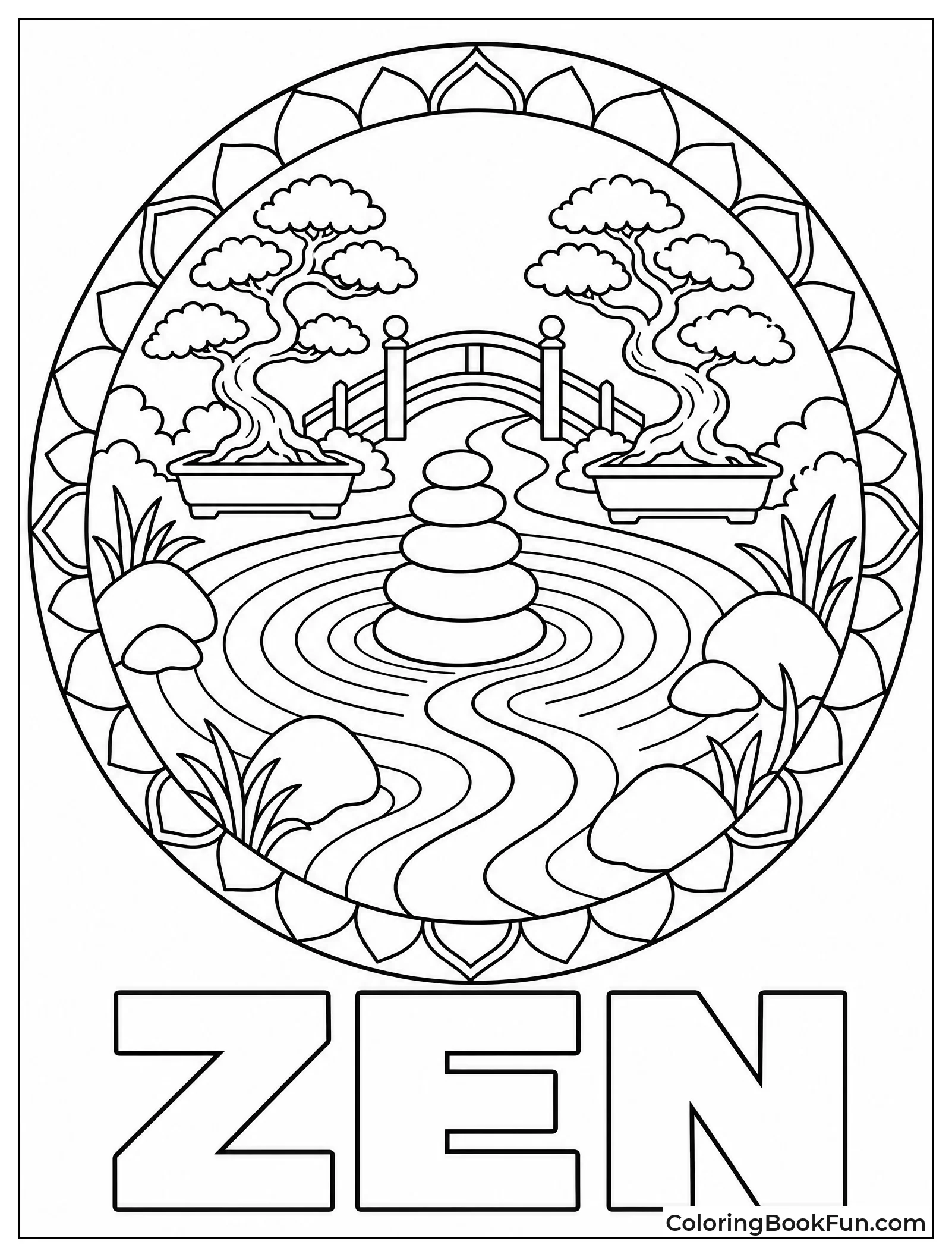 Garden Path Winds Through Mandala