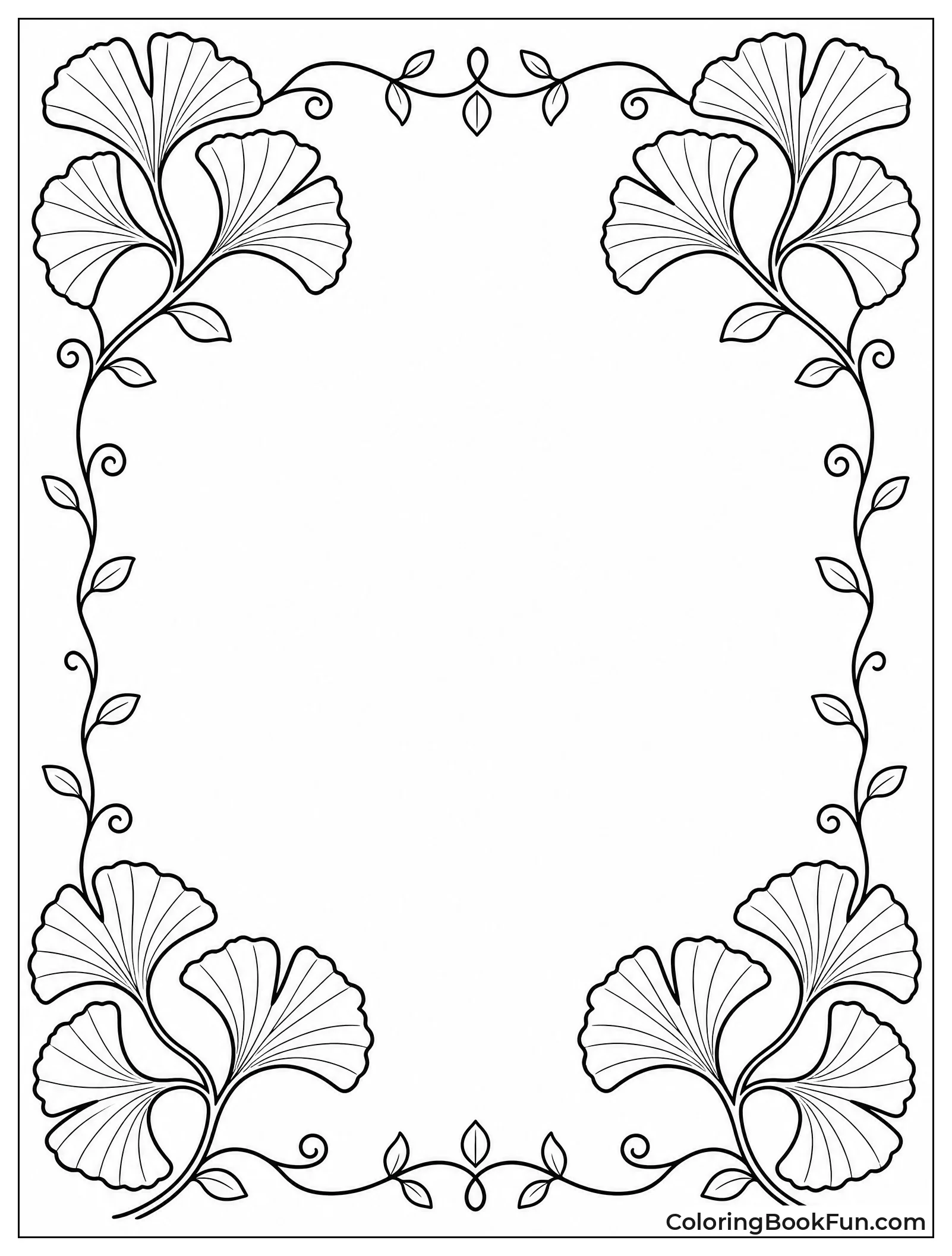 Ginkgo Leaves Frame the Corners