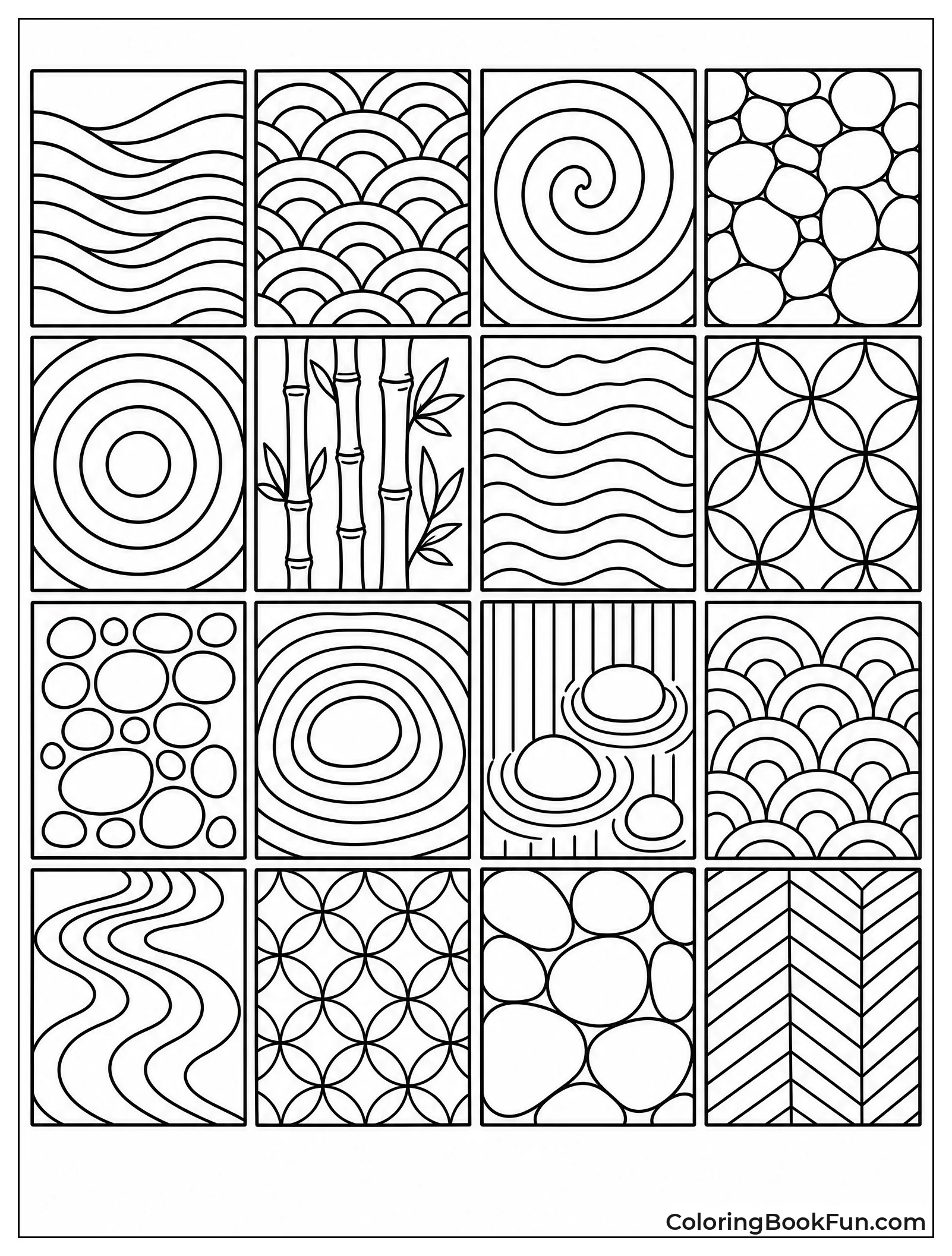 Tiles Show Raked Sand Patterns