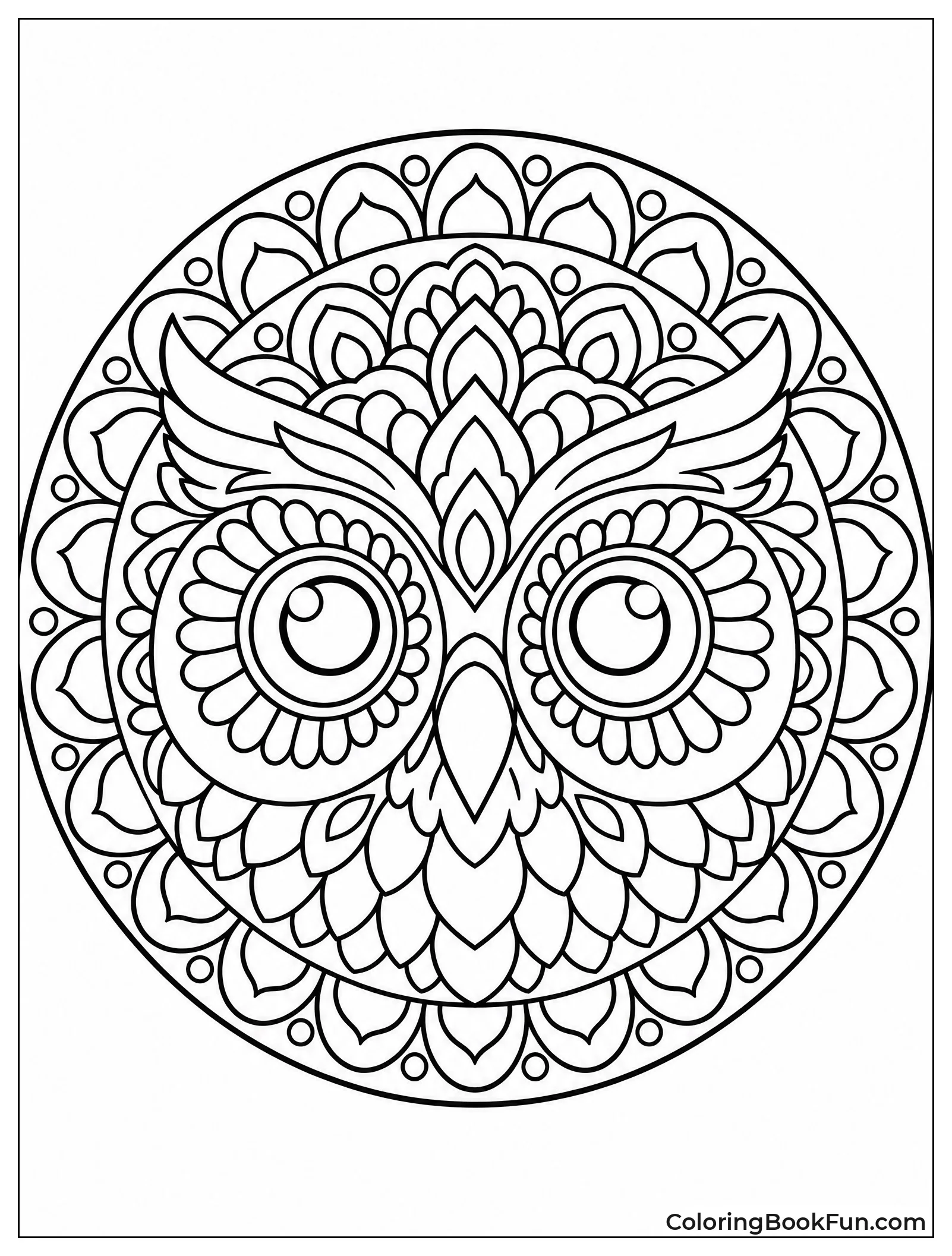 Owl Face Forms Meditative Mandala