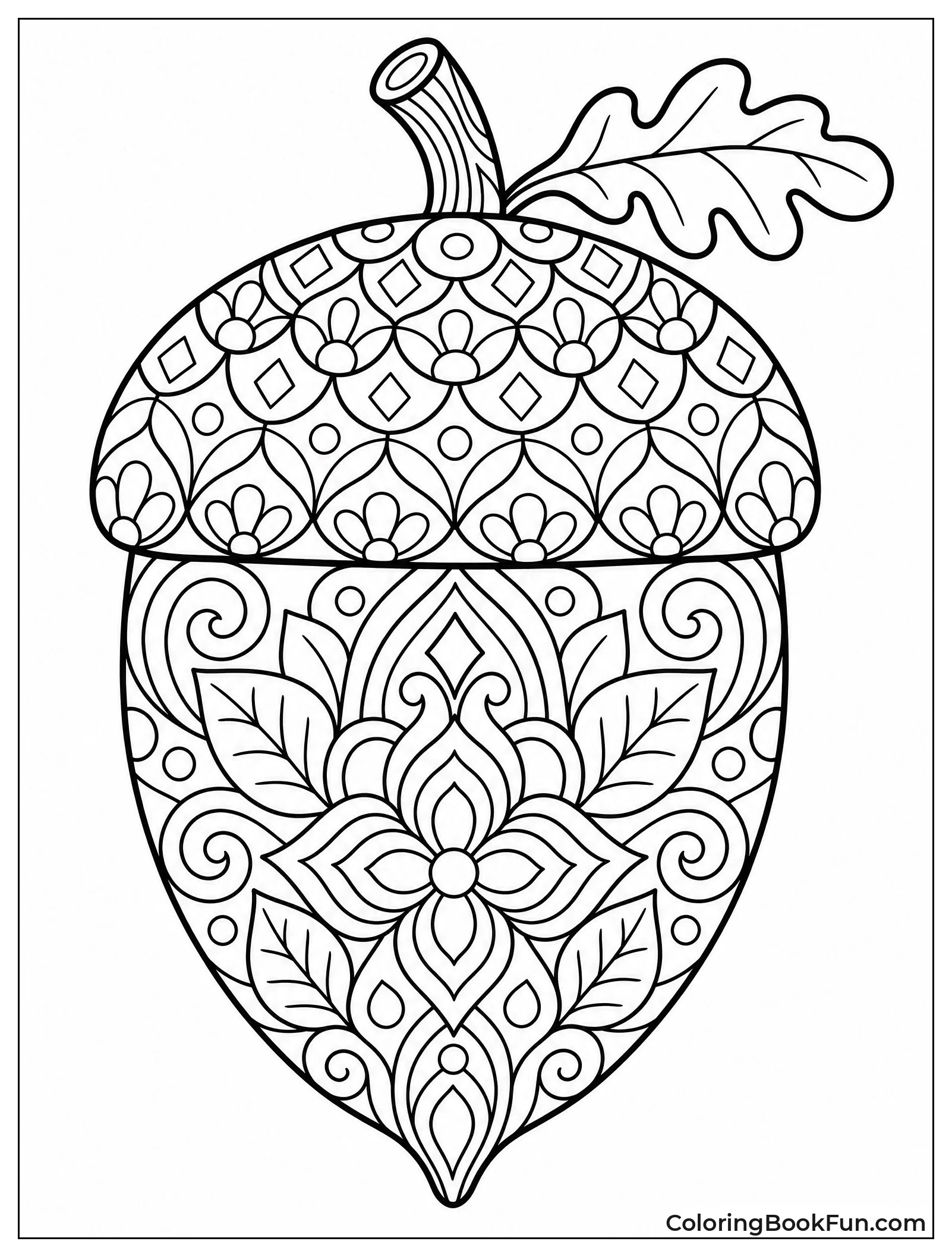 Zentangle Acorn Filled With Patterns