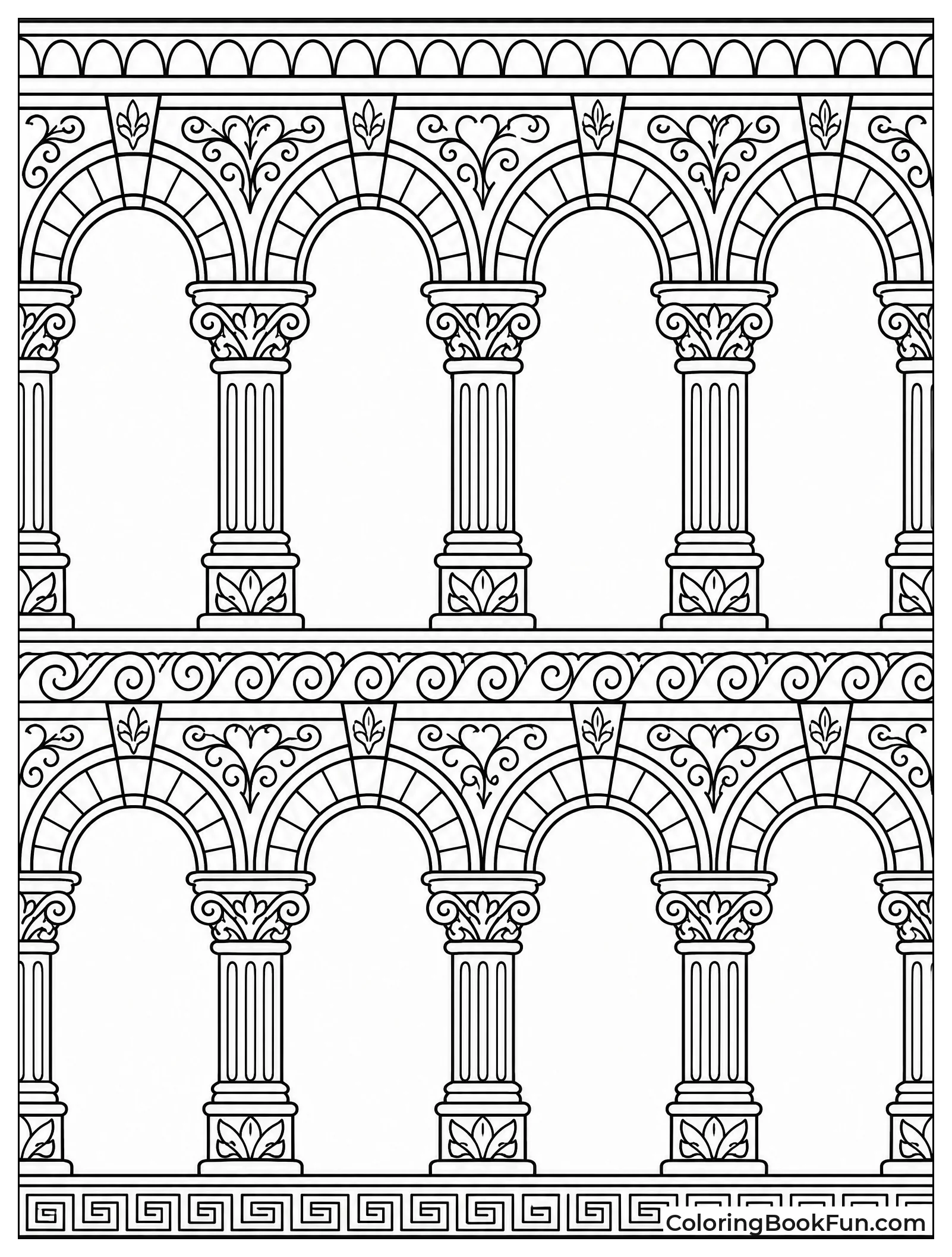 Rows of Arches with Stone Textures