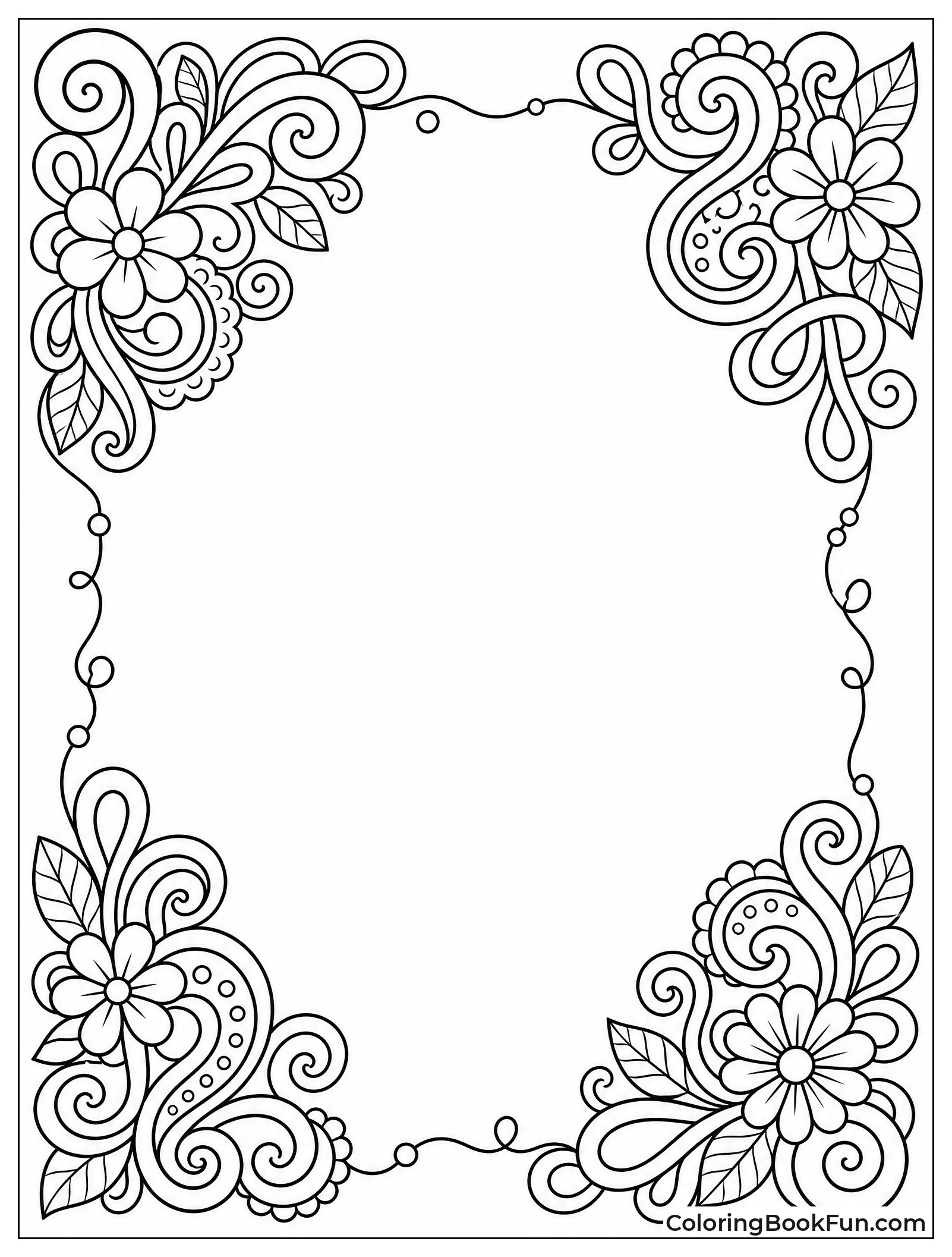 Four Corners with Swirling Tangled Lines
