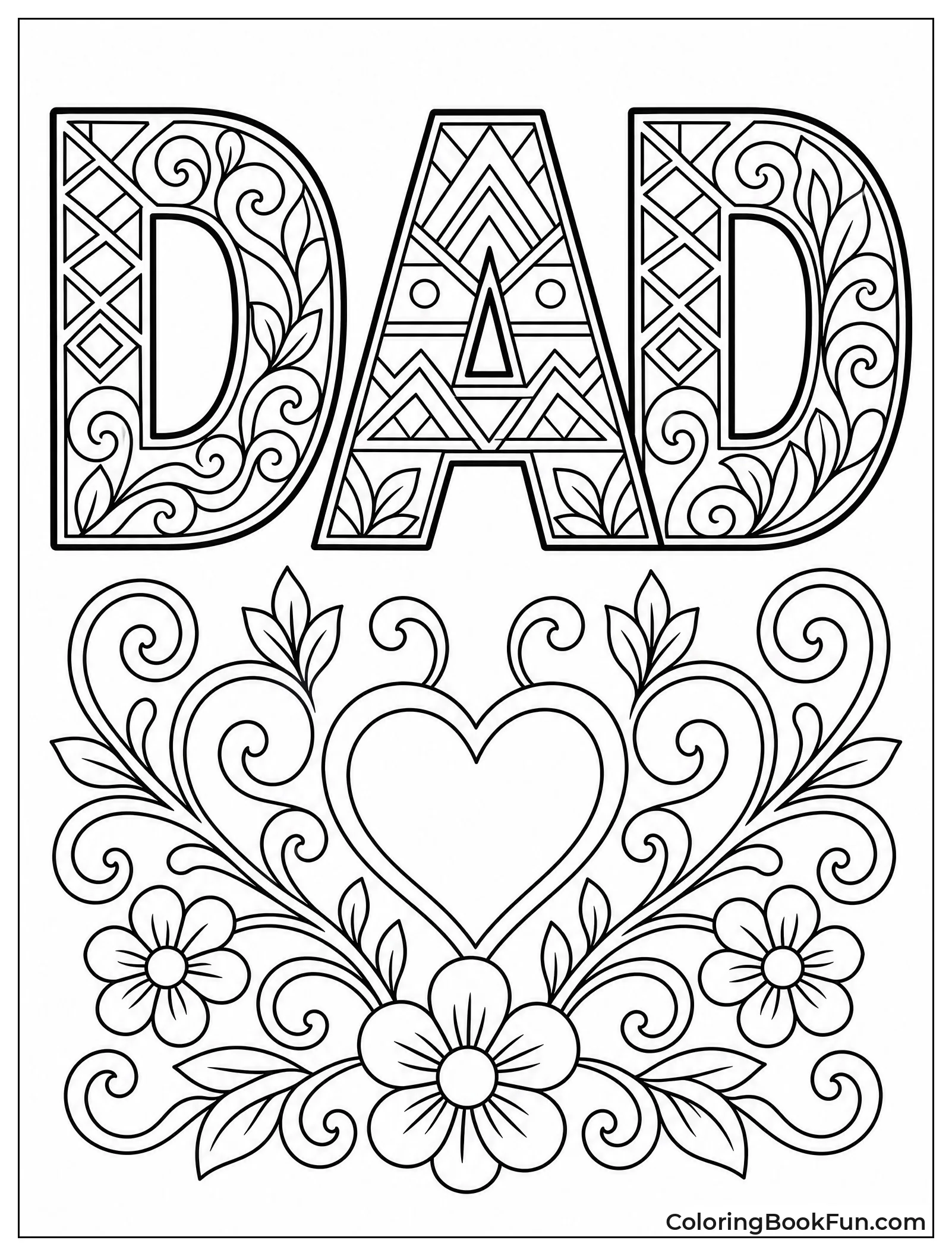 Word Dad with Zentangle Patterns