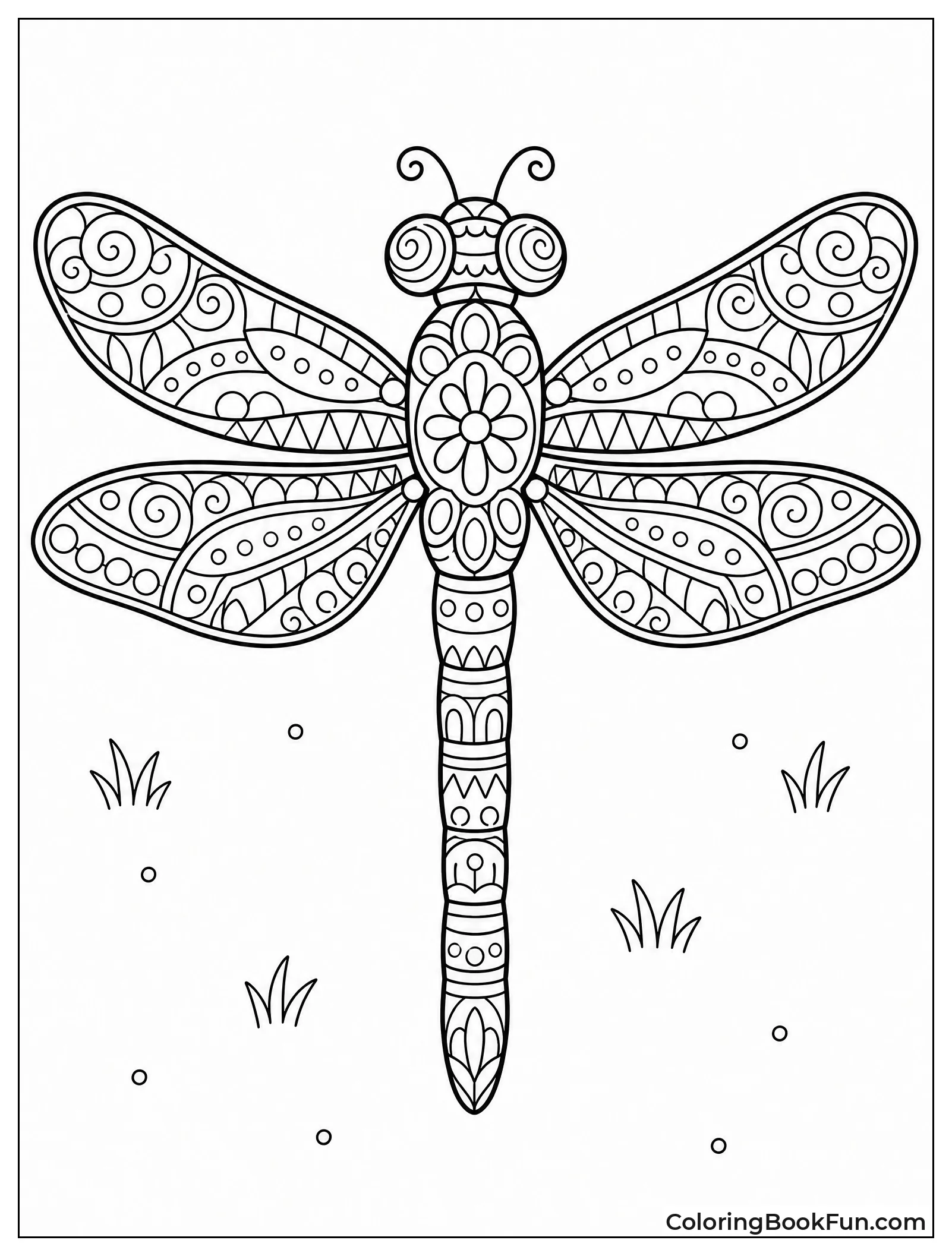 Zentangle Dragonfly with Swirls