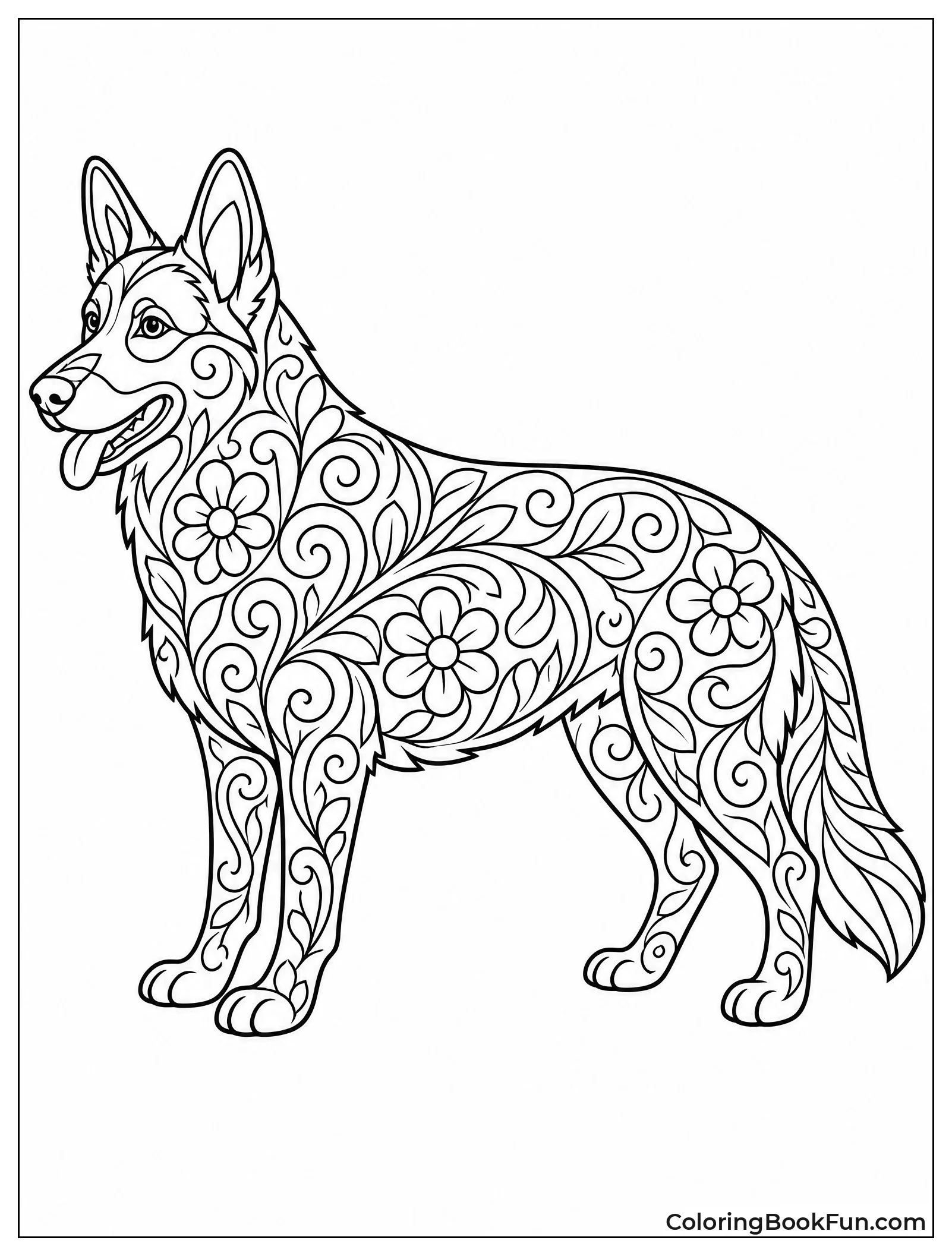 Zentangle German Shepherd Profile