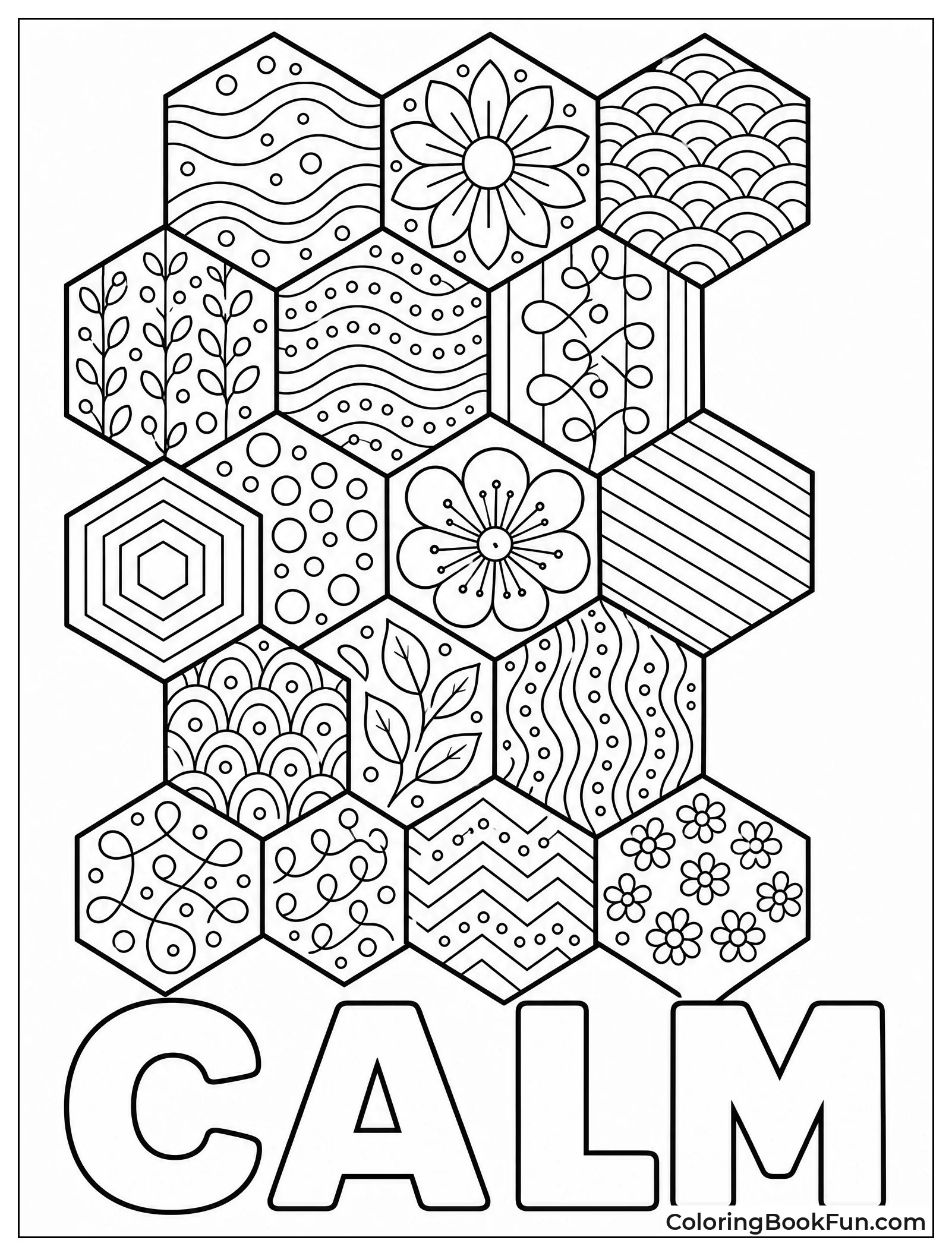 Hexagons Filled with Organic Lines