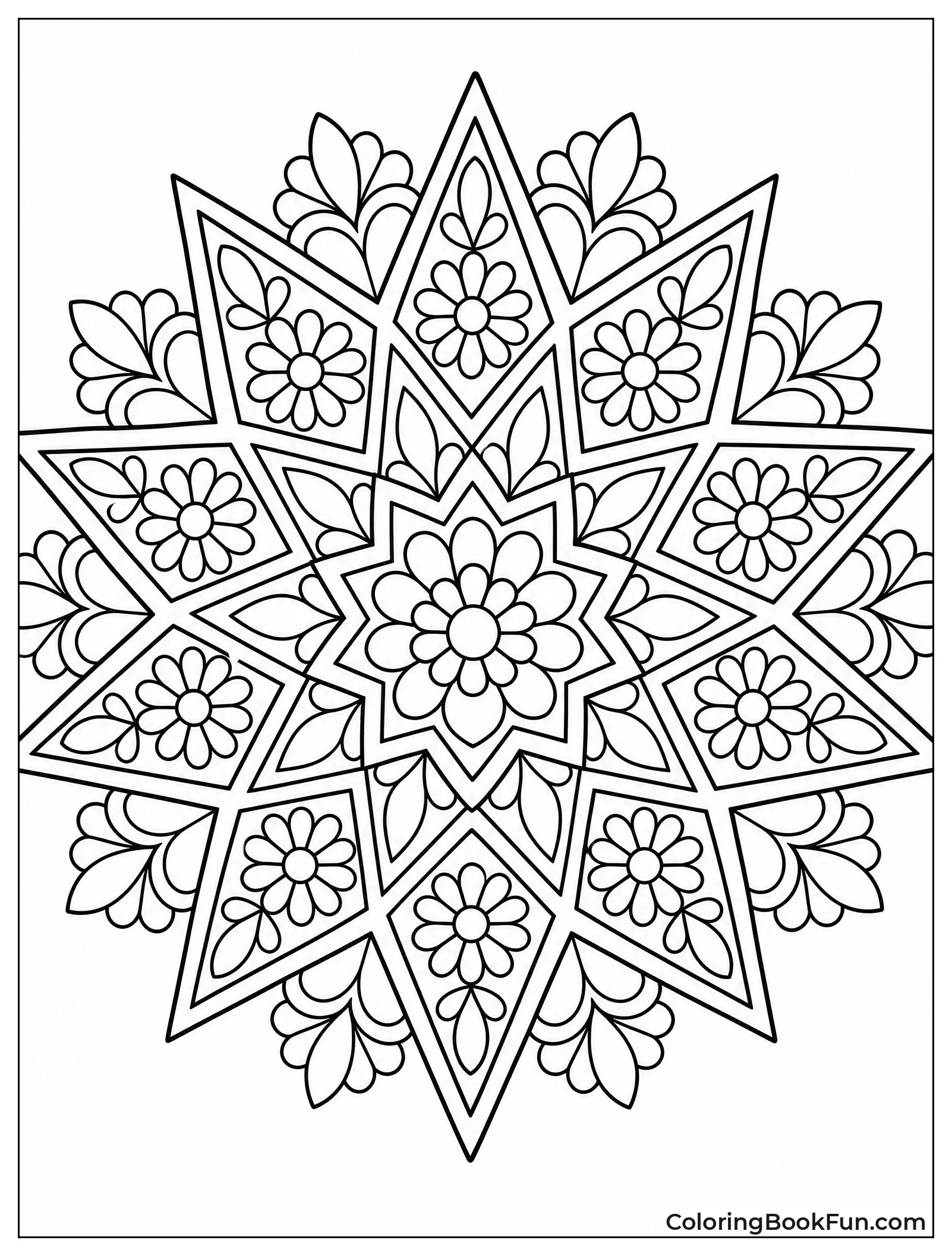 Star Pattern with Floral Details Inside