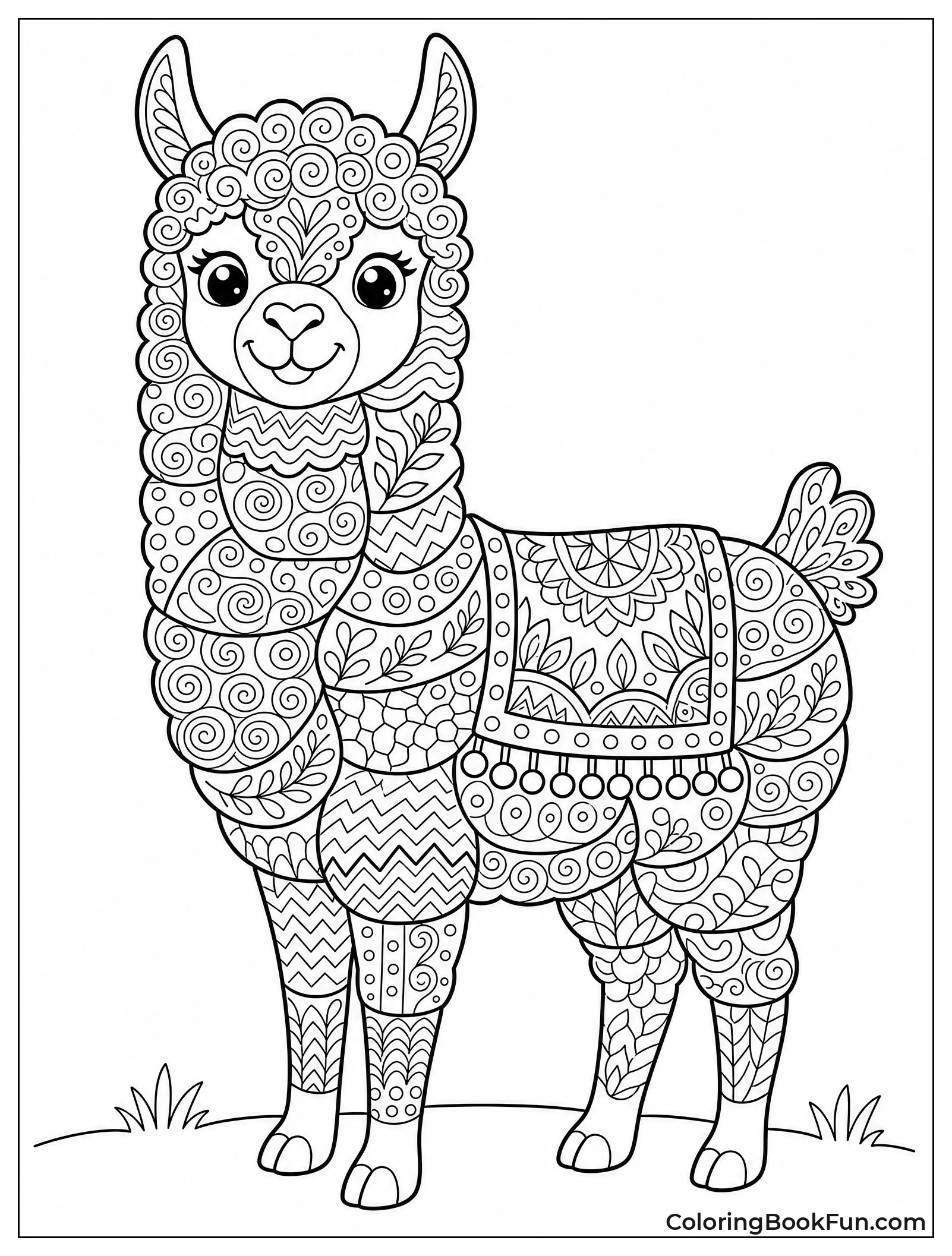 Llama Covered in Zentangle Designs