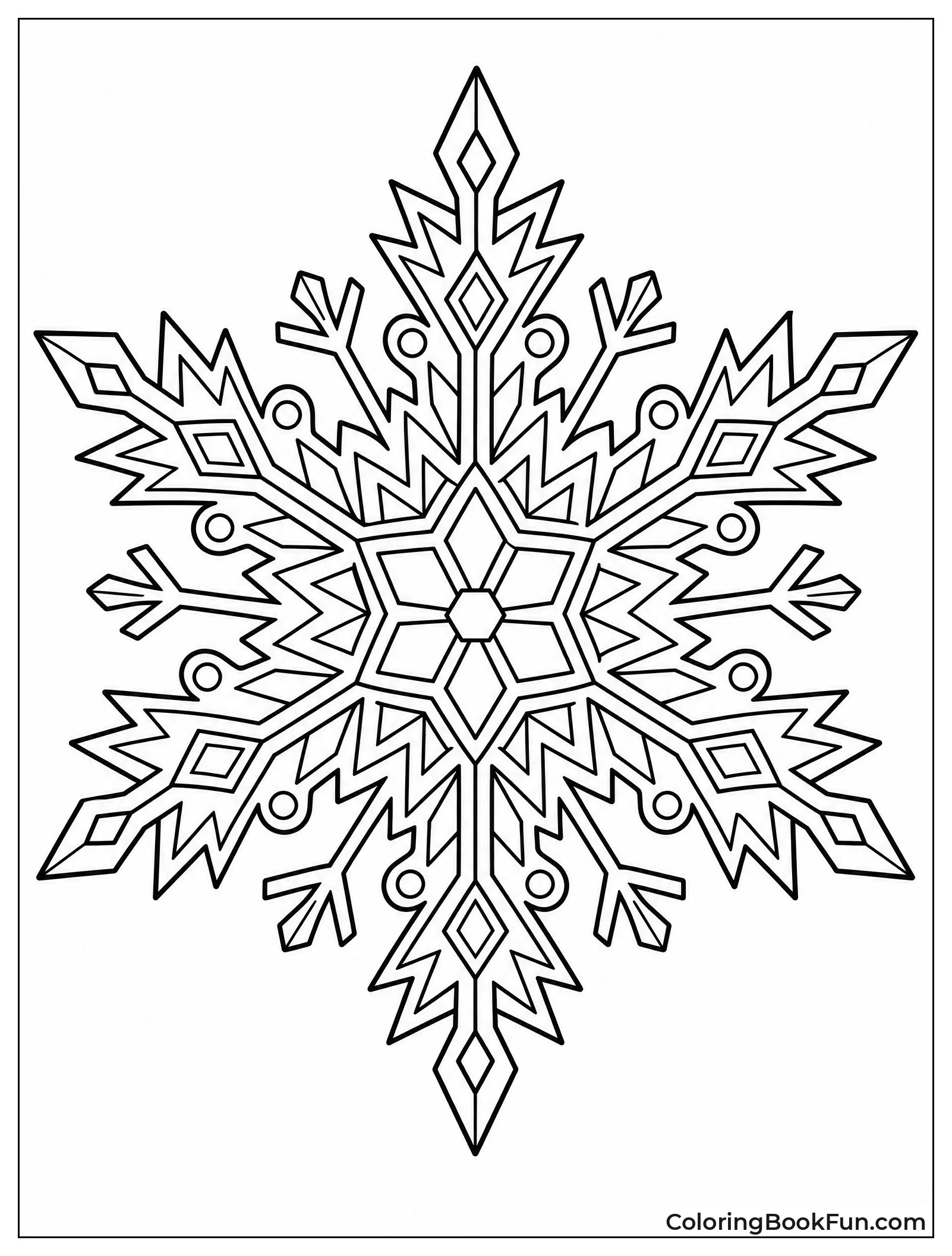 Six Sided Snowflake with Icy Lines