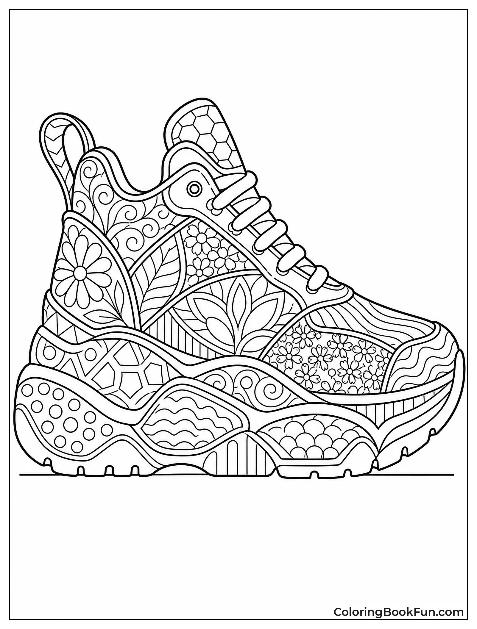 Sneaker Filled with Zentangle Designs
