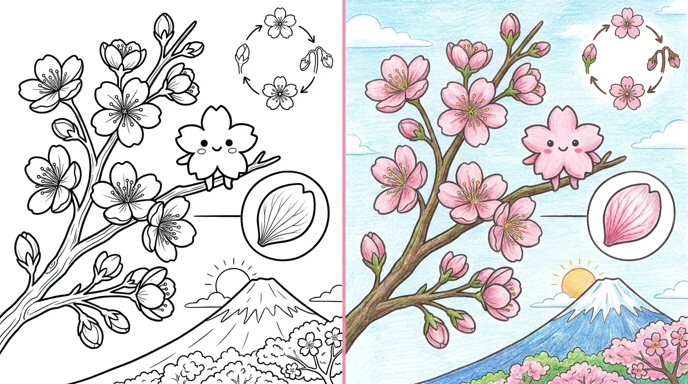 cherry blossom coloring pages
