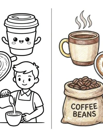 Coffee coloring pages