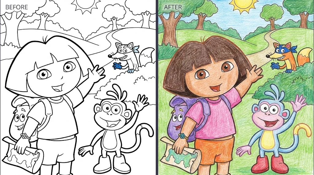 dora the explorer coloring pages