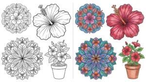 hibiscus flower coloring pages
