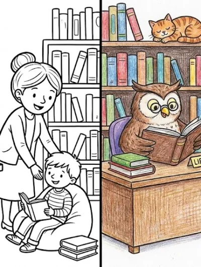 Library coloring pages