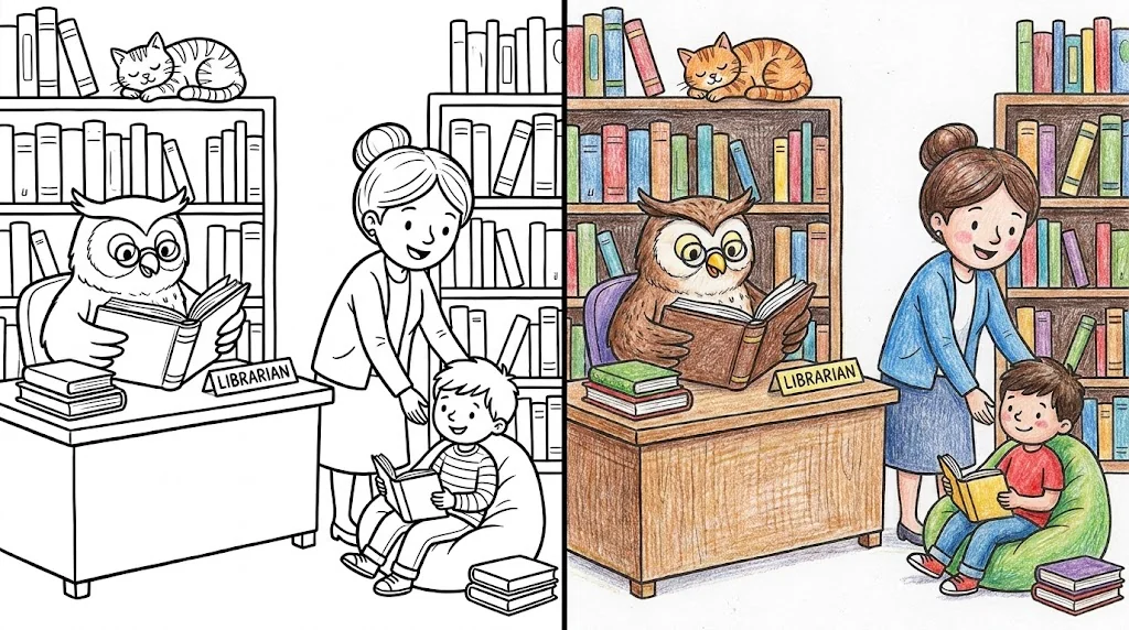 library coloring pages