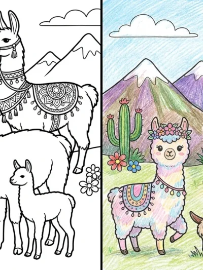 Llama coloring pages