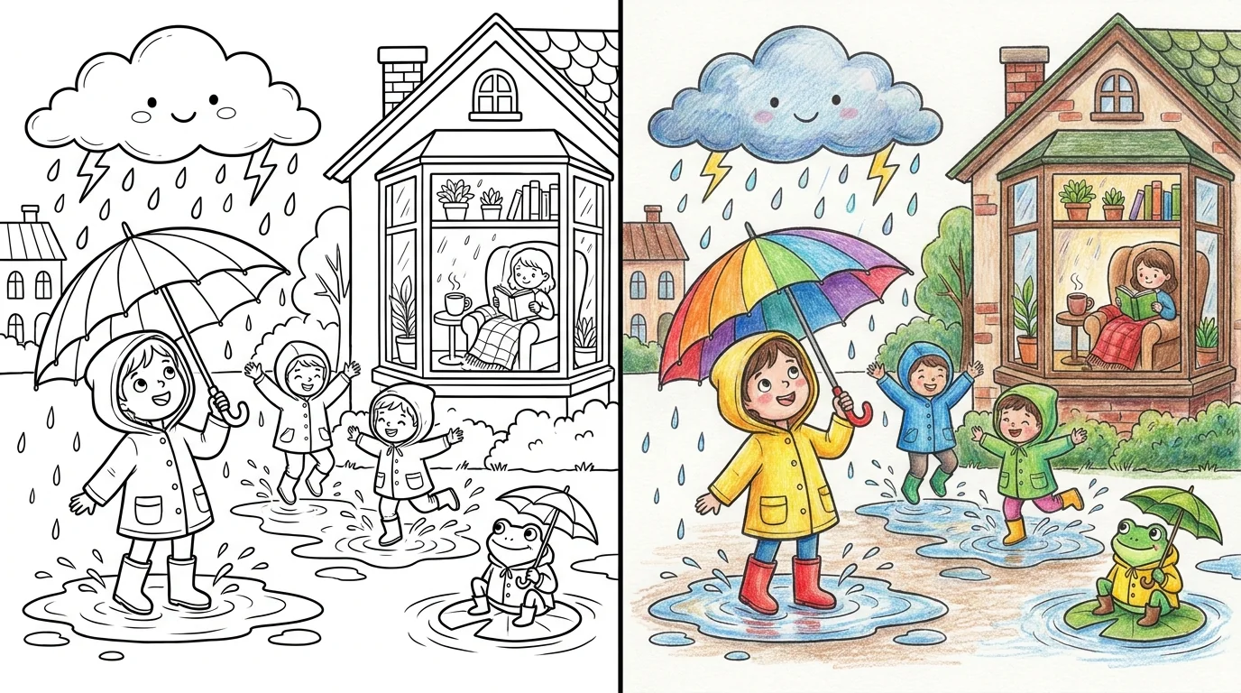 rainy day coloring pages