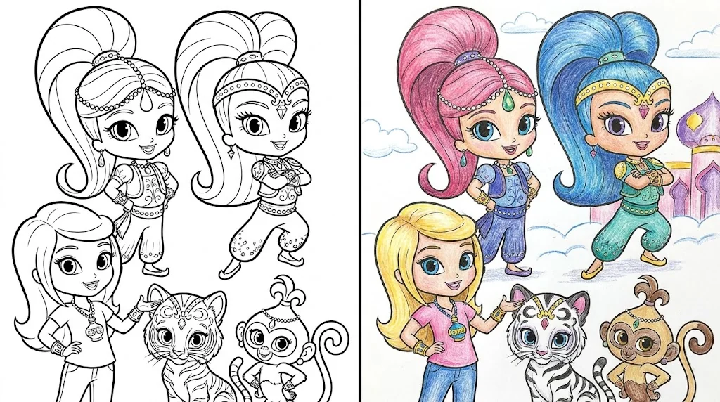 46 Shimmer And Shine Coloring Pages (Free PDFs)