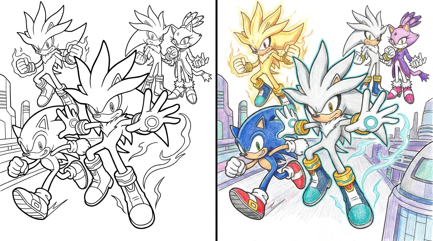 silver the hedgehog coloring pages