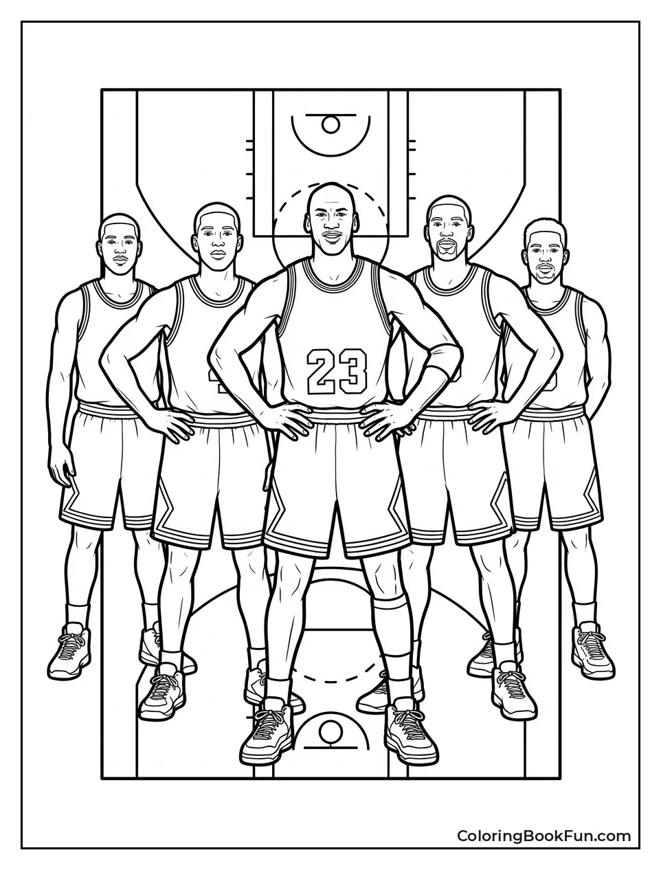 Bulls Starting Five in White Uniforms