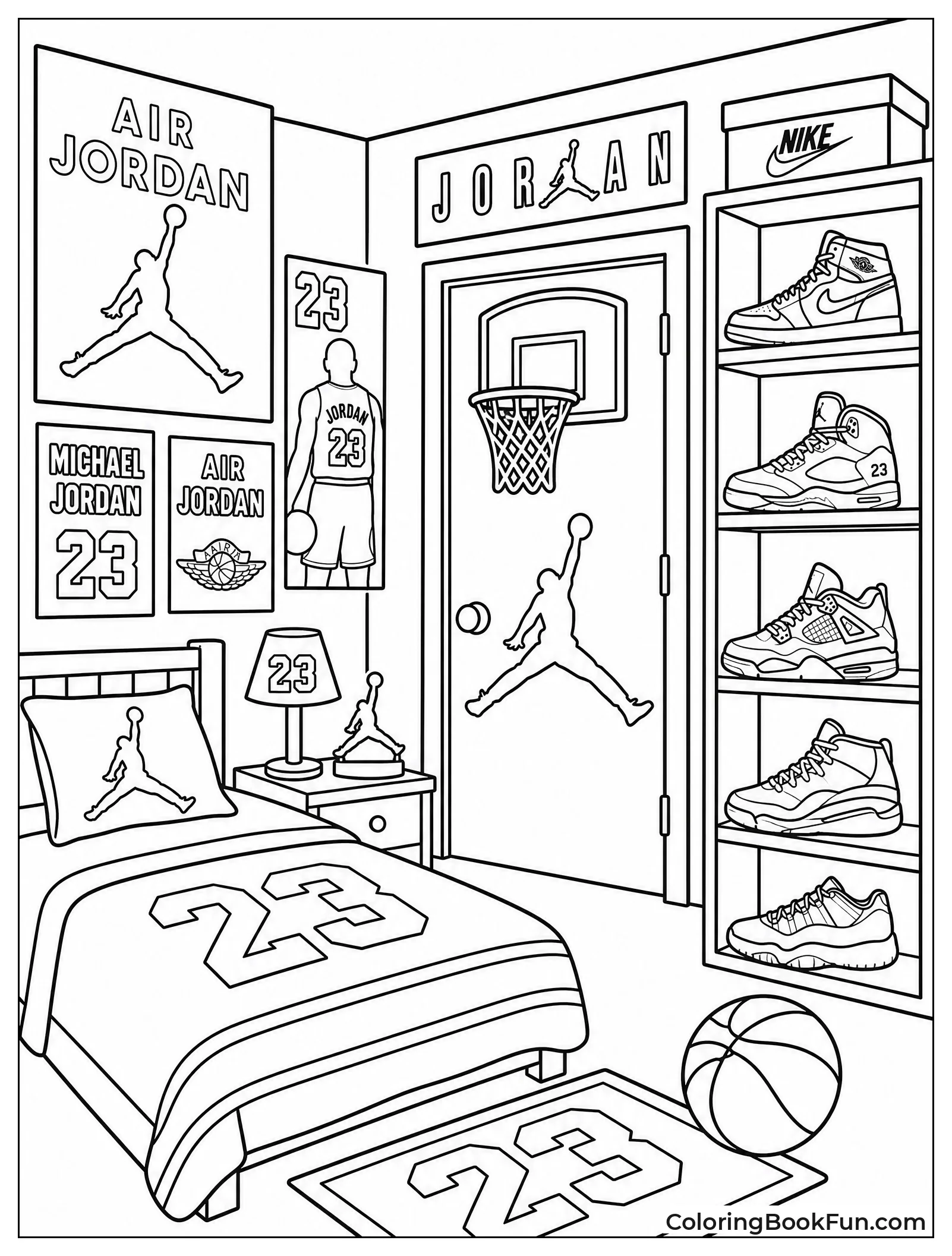 Bedroom Full of Jordan Posters and Sneakers